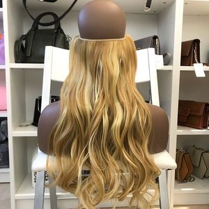 Fish line band halo hair extension